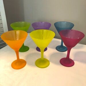 Amazing Retro 90’s Martini Glasses Vibrant Colorful Glass (Set of 6)